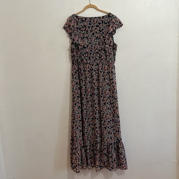 VTG Cottage Core  Floral Spring Summer Flutter Sleeve Ruffle Hem Maxi Dress - Picture 5 of 7